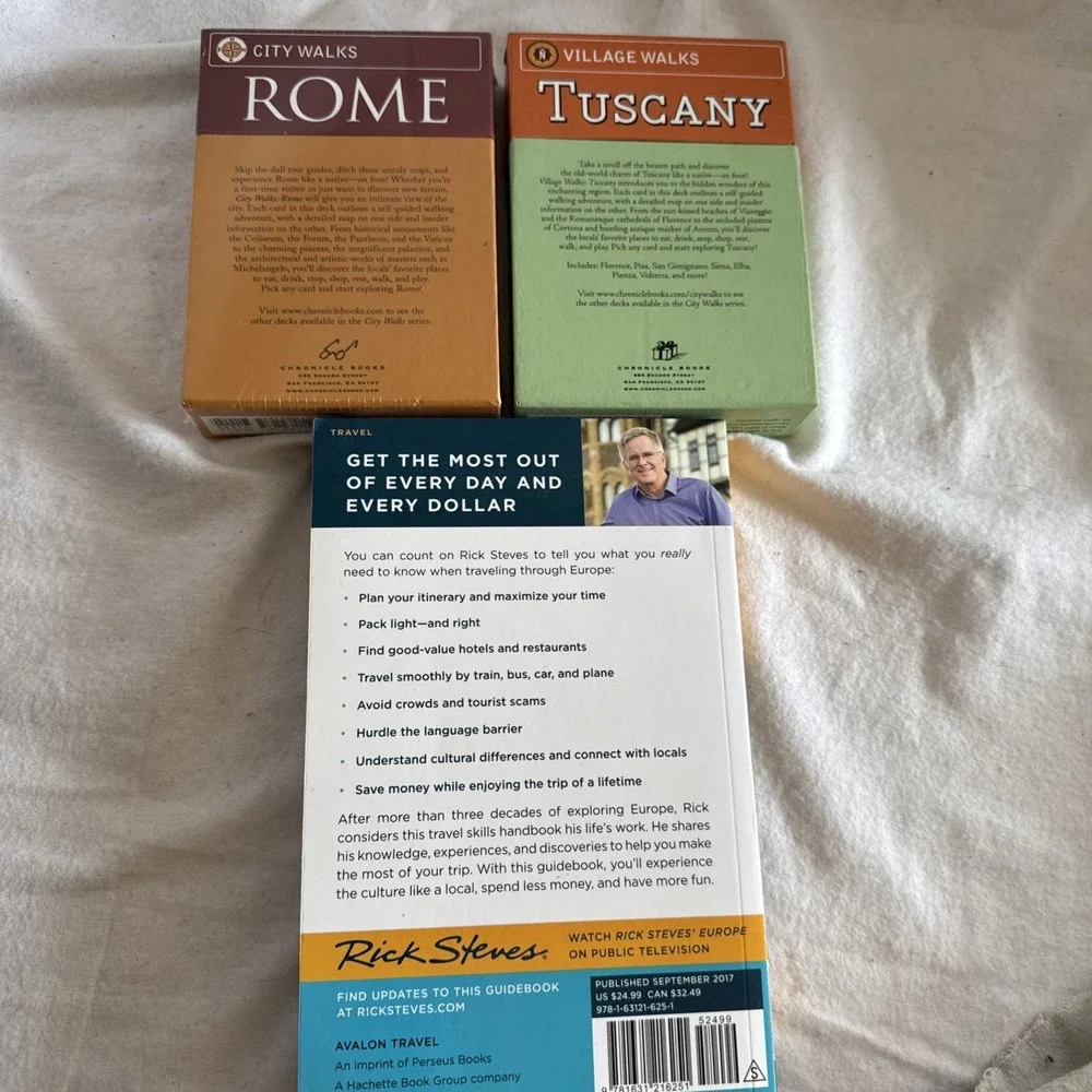 TRAVEL Europe Rick Steves Book & 2 City Walks Cards Rome (New) & Tuscany On Foot